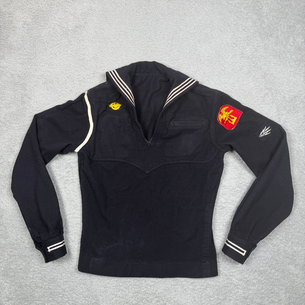 Vintage Naval Clothing Factory US Navy Wool Sailor Jumper Crackerjack Navy Black